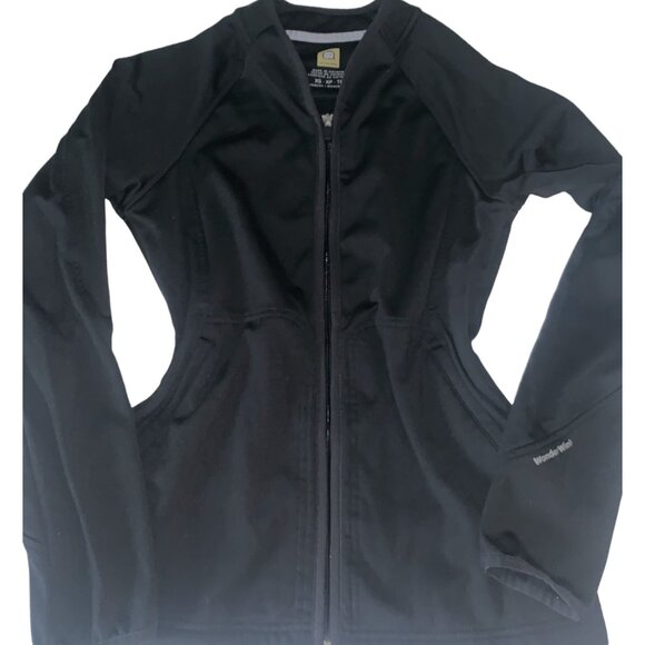 WonderWink Scrub Jacket 4-Pocket Fleece Warm Up Modern Fit, Black - Picture 4 of 7